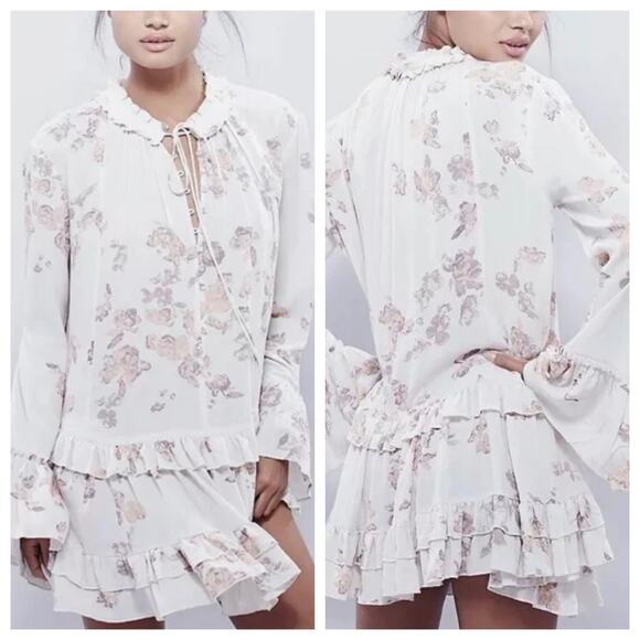 Free People Clover Field Floral Mini Dress Size X-Small Boho Chic - Picture 1 of 8